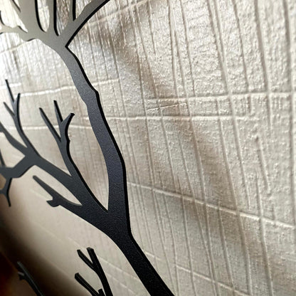 Décoration Murale Métal Oiseaux sur Branche, Noir, 80x34,6cm