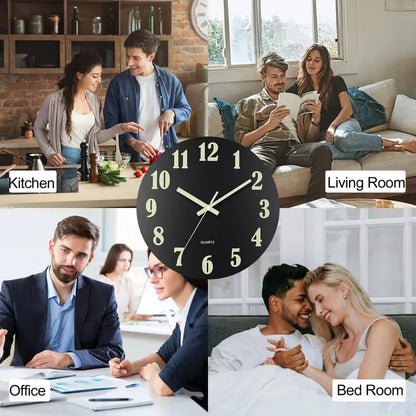 WarmGlow – Horloge Murale Noire Lumineuse et Silencieuse pour une Décoration Élégante