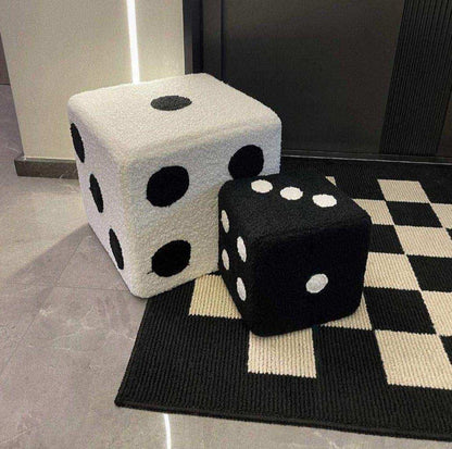 Pouf Dé en Acrylique, Noir ou Blanc, 2 Tailles au Choix