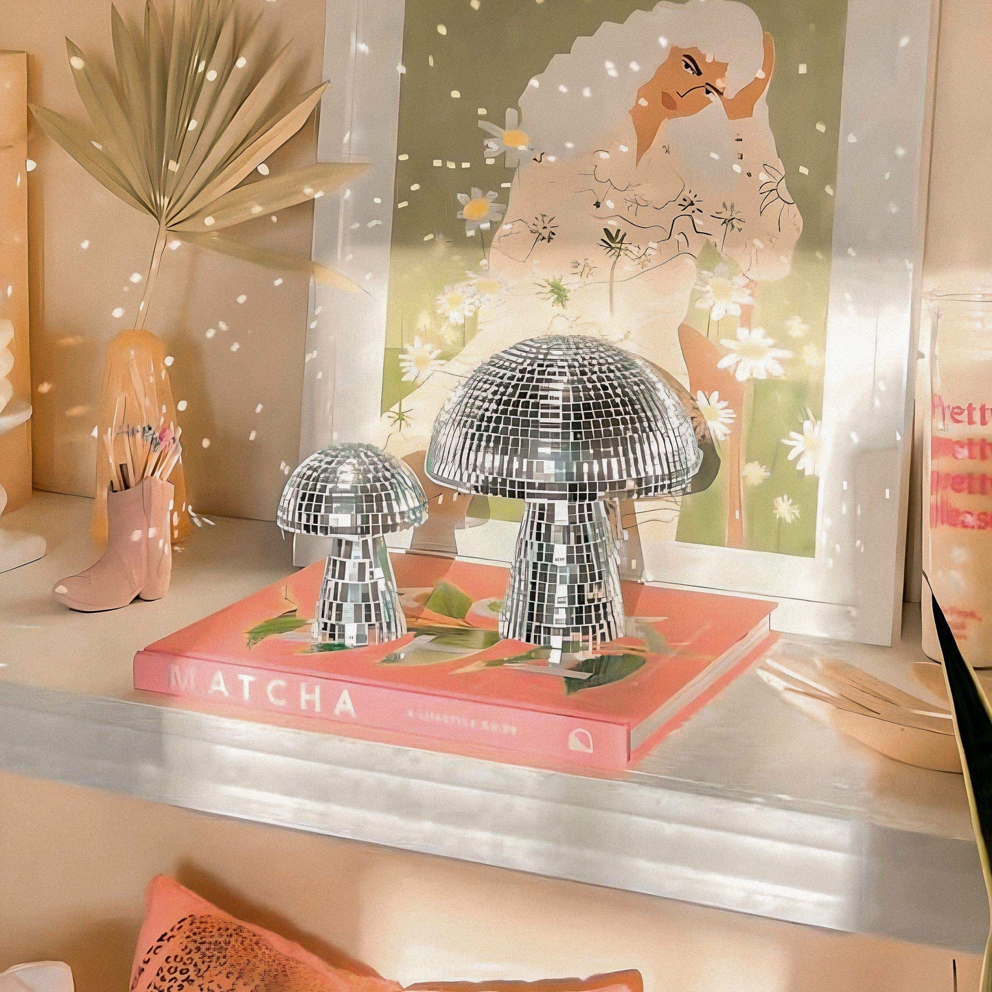 Champignon Disco Miroir – Déco Rétro Funky Taille au Choix