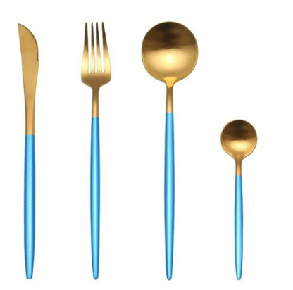 Luxueux ensemble de couverts 24 pièces en acier inoxydable or-argent - Elégance et raffinement