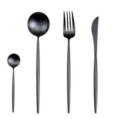 Luxueux ensemble de couverts 24 pièces en acier inoxydable or-argent - Elégance et raffinement