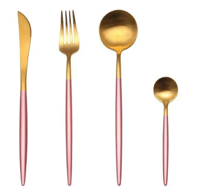 Luxueux ensemble de couverts 24 pièces en acier inoxydable or-argent - Elégance et raffinement