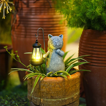 Statue Chat Solaire Lumineux pour Jardin – Décoration Étanche avec Capteur Crépusculaire
