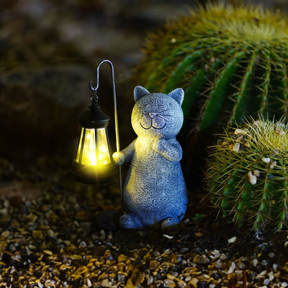 Statue Chat Solaire Lumineux pour Jardin – Décoration Étanche avec Capteur Crépusculaire