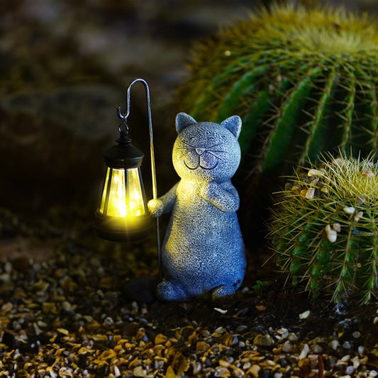 Statue Chat Solaire Lumineux pour Jardin – Décoration Étanche avec Capteur Crépusculaire