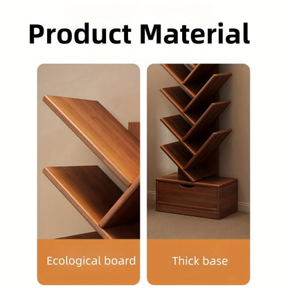 Étagère ArboVerte - Bibliothèque Verticale en Bois avec Étagères Inclinées, Design Autoportant