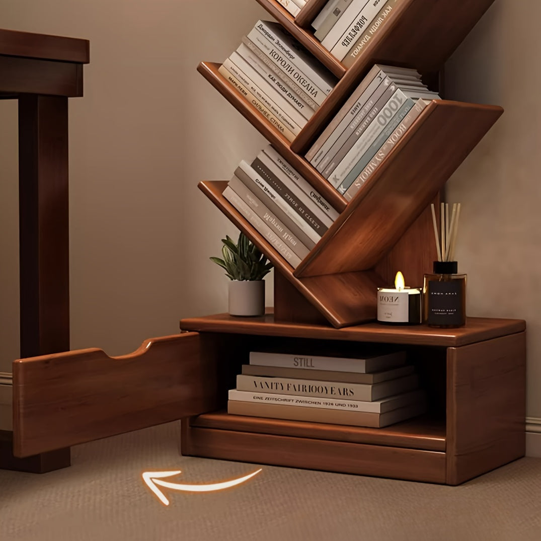 Étagère ArboVerte - Bibliothèque Verticale en Bois avec Étagères Inclinées, Design Autoportant