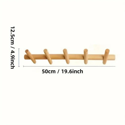 Porte-Manteaux Mural en Chêne, Design Minimaliste, 50cm