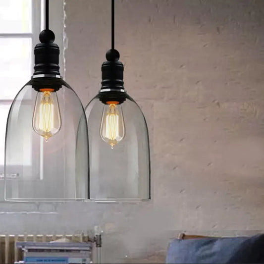Suspension Vintage Verre Transparent Style Industriel
