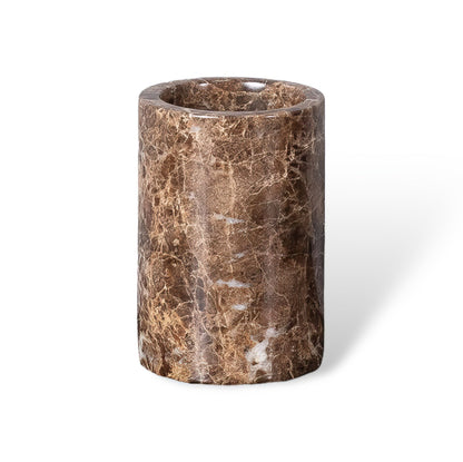 Set Accessoires Salle de Bain en Marbre Brun Naturel