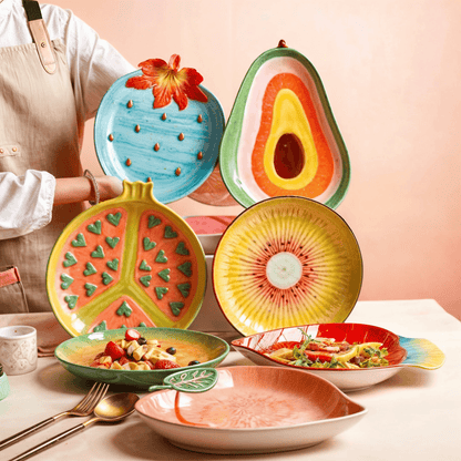 Assiettes Fruits en Céramique – Vaisselle Colorée