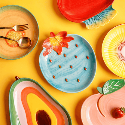Assiettes Fruits en Céramique – Vaisselle Colorée