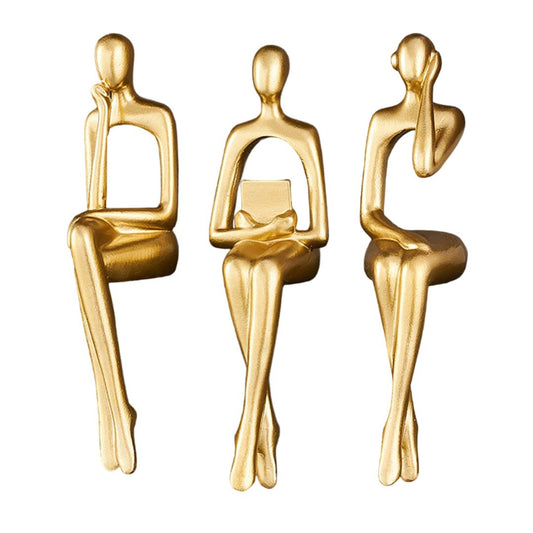 Sculpture Décorative Abstraite Penseur Contemporain (Ensemble de 3 Pièces)