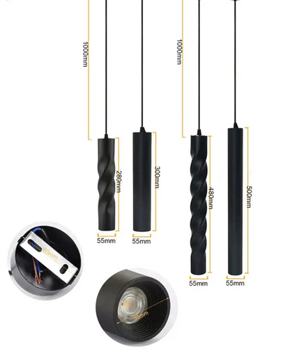 Suspension Cylindrique LED Dimmable – Noir ou Blanc