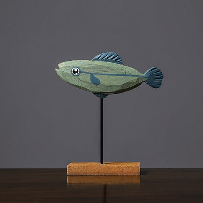 Sculpture Artisanale en Bois – Poisson d’Eau Douce Décoratif