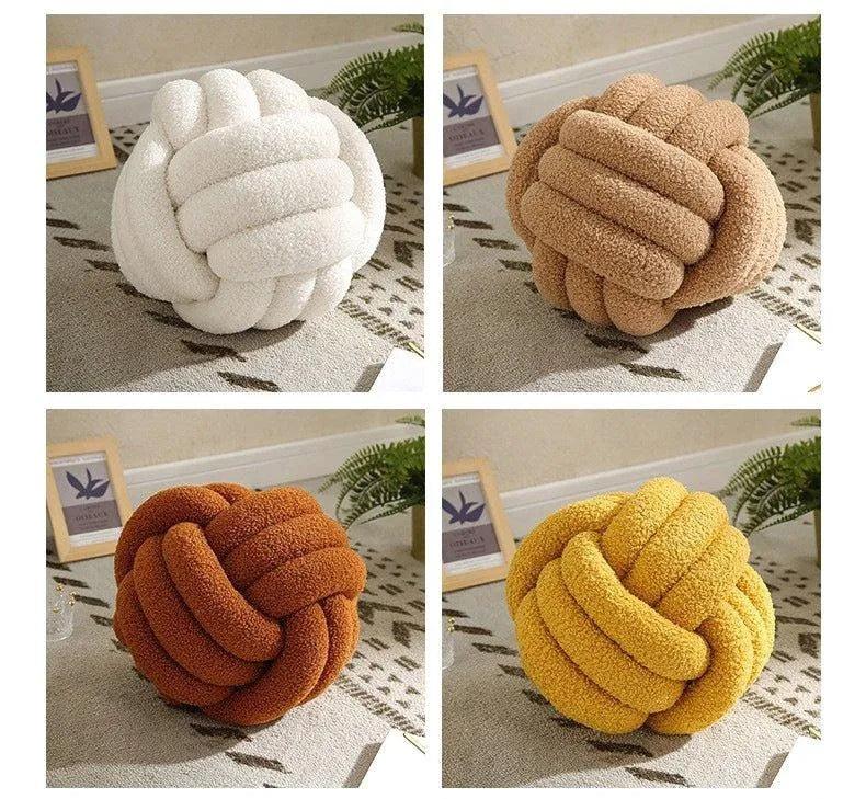 Coussin Décoratif en Forme de Boule Nouée – Design Tissé à la Main
