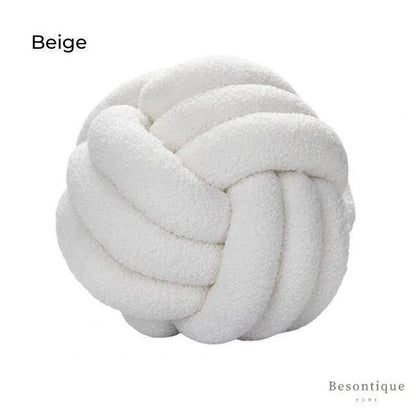 Coussin Décoratif en Forme de Boule Nouée – Design Tissé à la Main