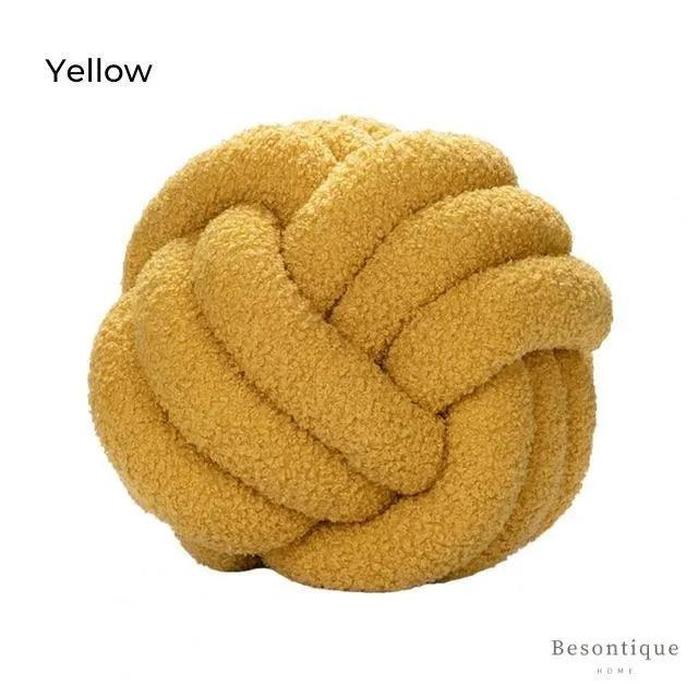 Coussin Décoratif en Forme de Boule Nouée – Design Tissé à la Main