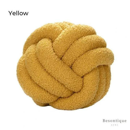 Coussin Décoratif en Forme de Boule Nouée – Design Tissé à la Main