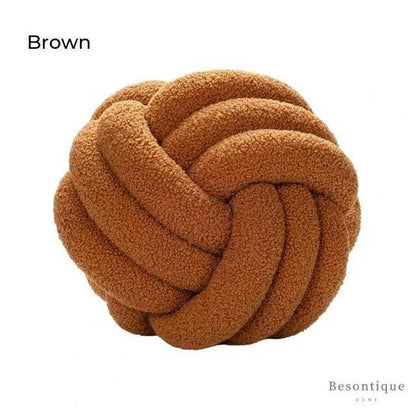 Coussin Décoratif en Forme de Boule Nouée – Design Tissé à la Main