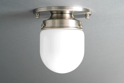 Plafonnier Art Déco Verre Opale – Ø13cm, Laiton ou Nickel