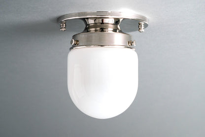 Plafonnier Art Déco Verre Opale – Ø13cm, Laiton ou Nickel