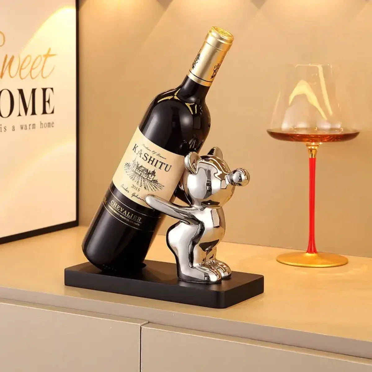 Porte-Bouteille Ours en Céramique Design Décoratif