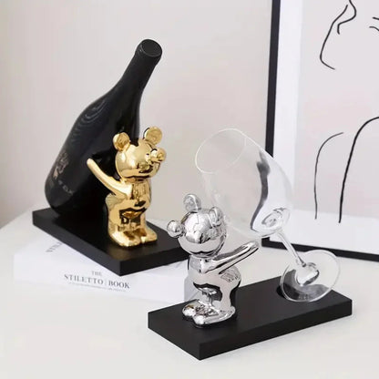 Porte-Bouteille Ours en Céramique Design Décoratif