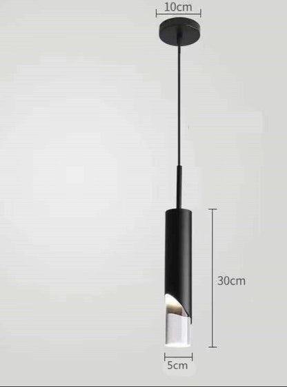 Suspension LED Nordique Tube Noir ou Doré Moderne