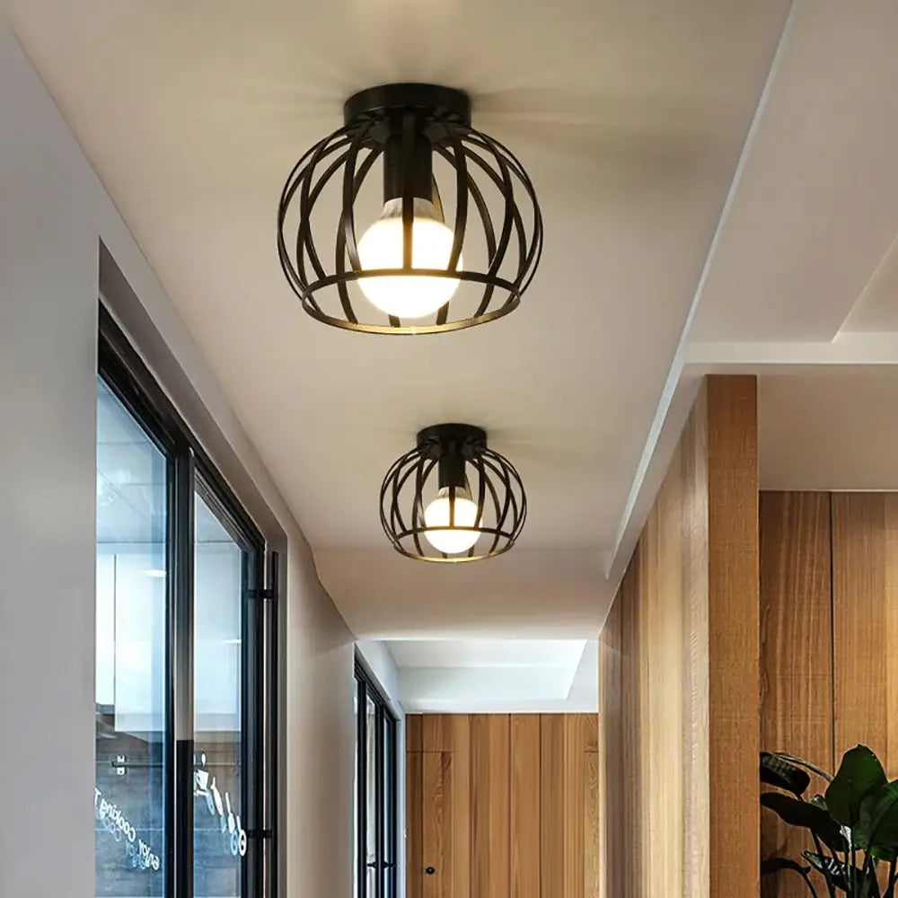 Plafonnier Industriel Noir Métal Design Ouvert