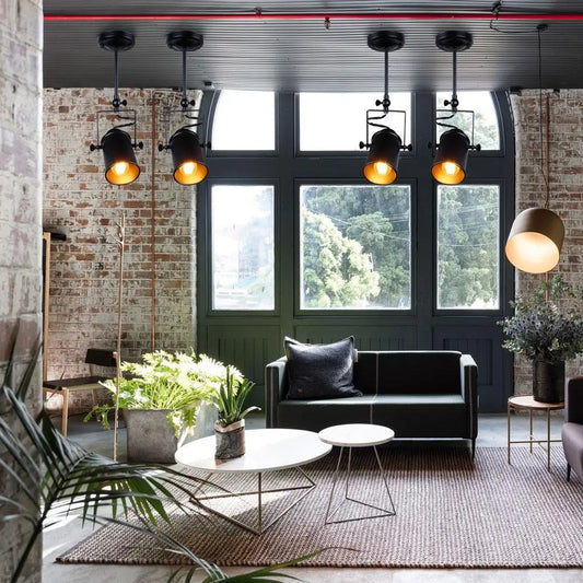 Suspension Industrielle Noire LED Style Loft Vintage