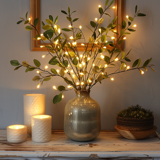 Guirlande Lumineuse Branche d'Olive | Éclairage Féérique pour Décoration Intérieure