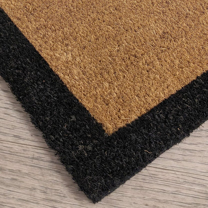 Tapis d'entrée naturel avec bord noir Kyla – Style contemporain pour votre seuil