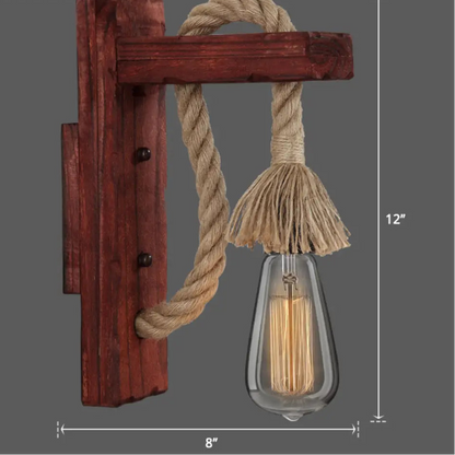Applique Murale Bois et Corde Style Ferme Rustique
