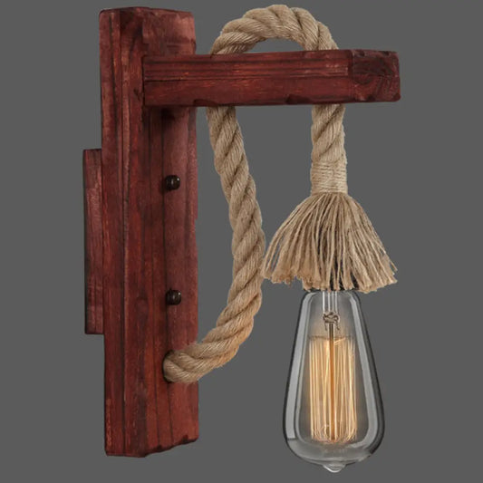 Applique Murale Bois et Corde Style Ferme Rustique