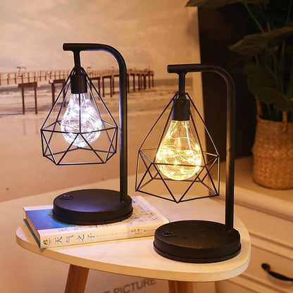 Lampe de Chevet Industrielle LED Sans Fil – Style Vintage avec Ampoule Suspendue