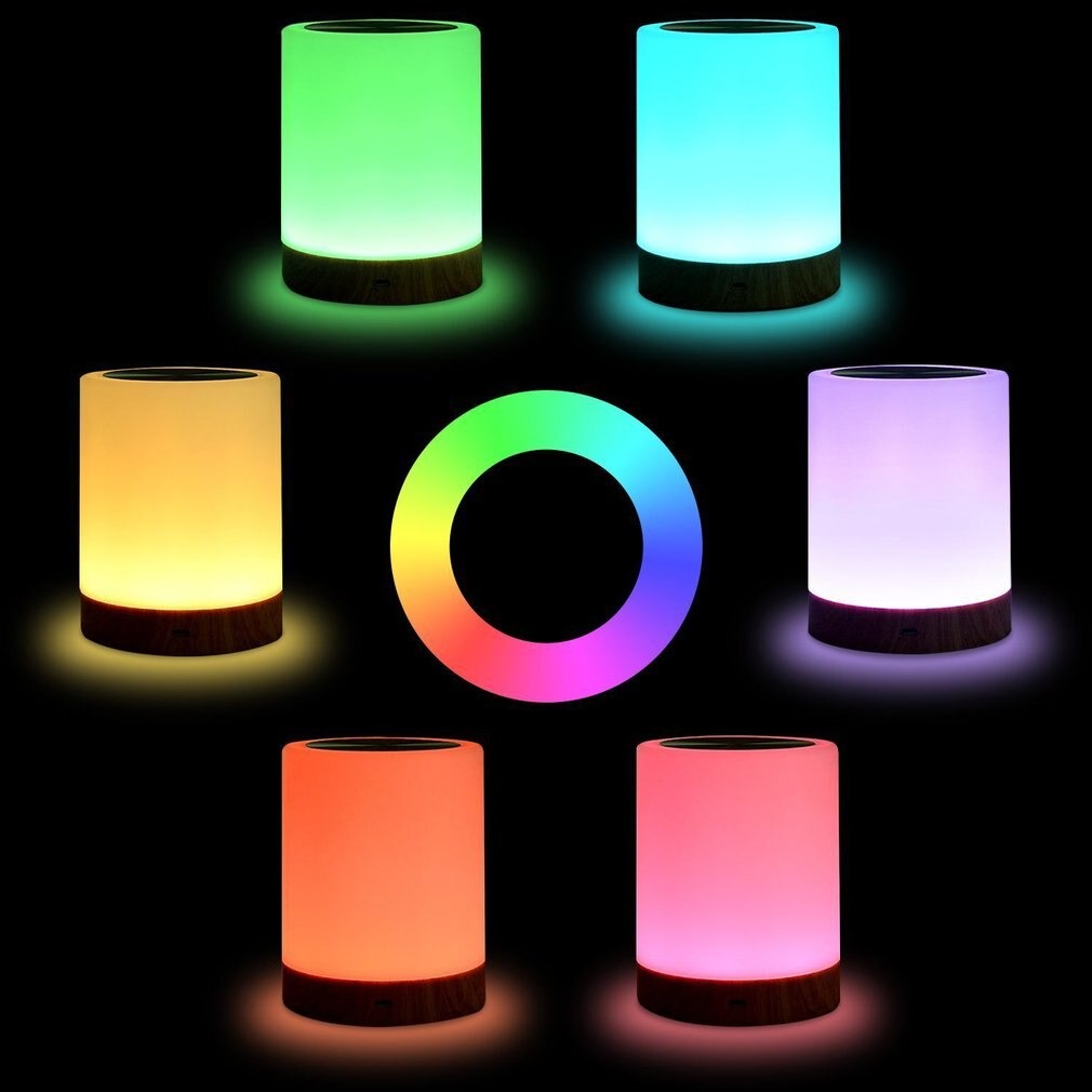 Lampe de Chevet Tactile LED Sans Fil – 6 Couleurs RGB Rechargeable