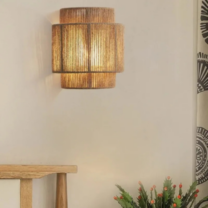 Applique Murale en Corde de Rattan – Un Éclairage Naturel et Chaleureux pour Votre Intérieur