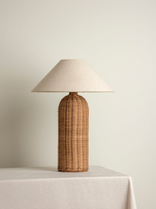 Lampe de Table Haute en Rotin Naturel Style Bohème