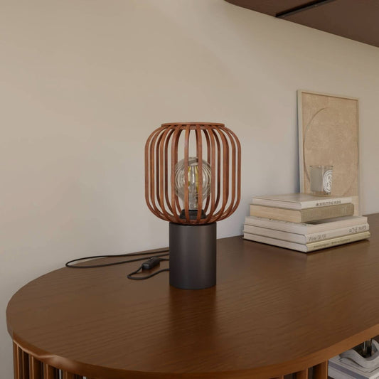 Lovi LED Table Lamp - Lampe de table en bois avec abat-jour en cage