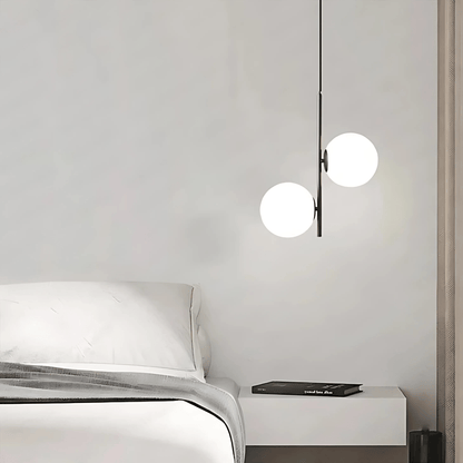 Suspension Luminaire Moderne, Métal & Verre, G4, 1.2m