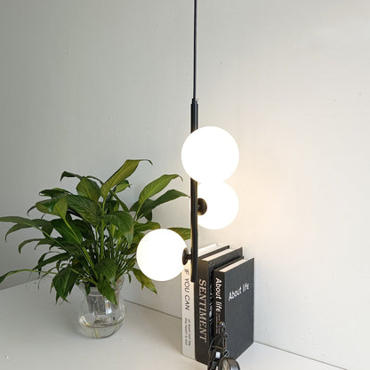 Suspension Luminaire Moderne, Métal & Verre, G4, 1.2m