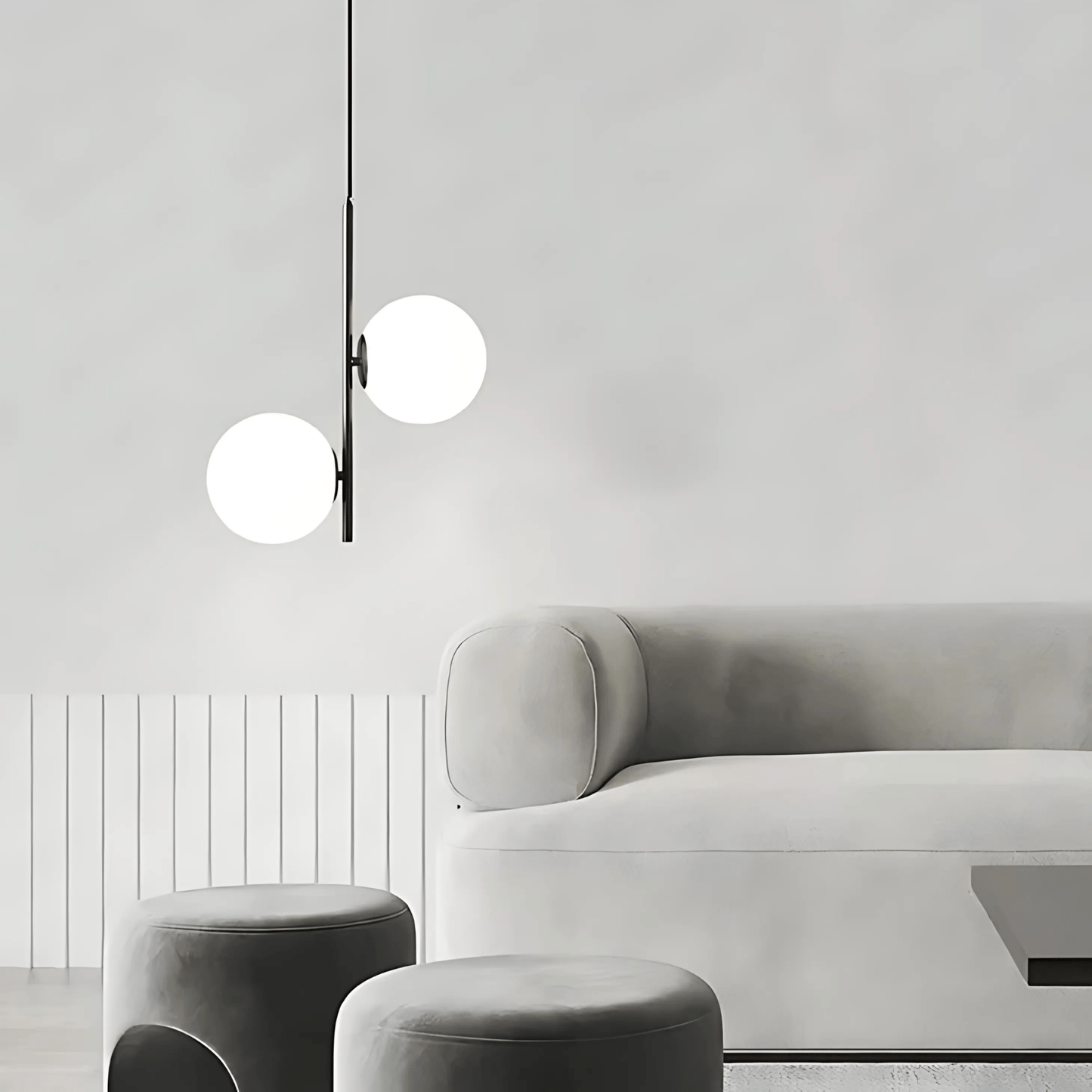 Suspension Luminaire Moderne, Métal & Verre, G4, 1.2m