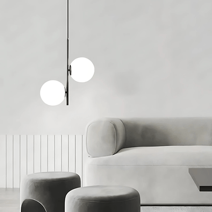 Suspension Luminaire Moderne, Métal & Verre, G4, 1.2m