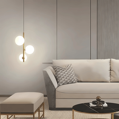 Suspension Luminaire Moderne, Métal & Verre, G4, 1.2m