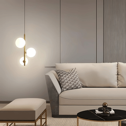 Suspension Luminaire Moderne, Métal & Verre, G4, 1.2m
