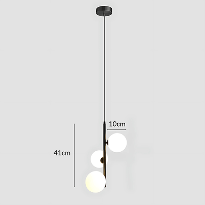 Suspension Luminaire Moderne, Métal & Verre, G4, 1.2m