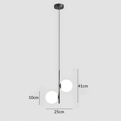 Suspension Luminaire Moderne, Métal & Verre, G4, 1.2m