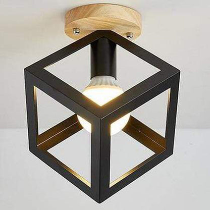Plafonnier Géométrique Design Bois et Métal Moderne